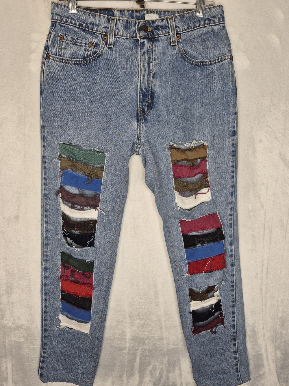 Vintage Levis 506 Straight Leg Custom Cut Out Slash Jeans Multi Denim 10 Med